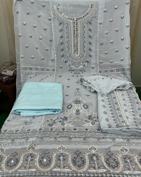 Indian Luxury Chiffon Georgette Ready party Dress All Over Sequence & Embroidery Work - Image 4