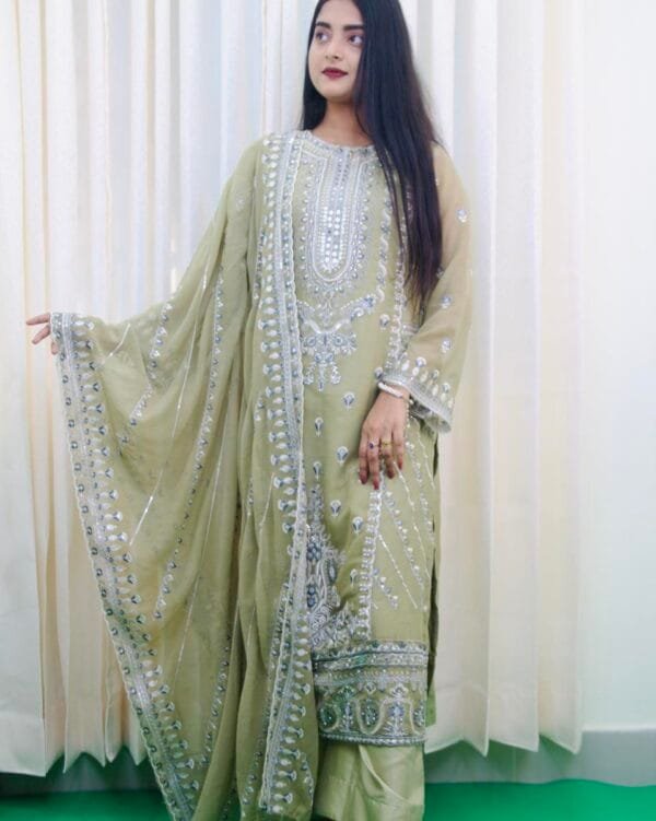 Indian Luxury Chiffon Georgette Ready party Dress All Over Sequence & Embroidery Work