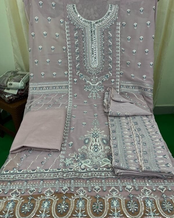 Indian Luxury Chiffon Georgette Ready party Dress All Over Sequence & Embroidery Work - Image 3